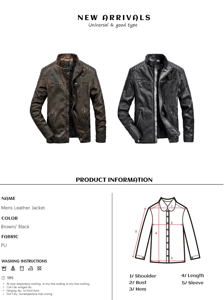 pu leather jacket men
