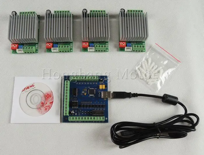 

CNC mach3 usb 4 Axis Kit, 4pcs TB6600 1 Axis Stepper Motor Driver Board + one mach3 4 Axis USB CNC Controller card 100KHz