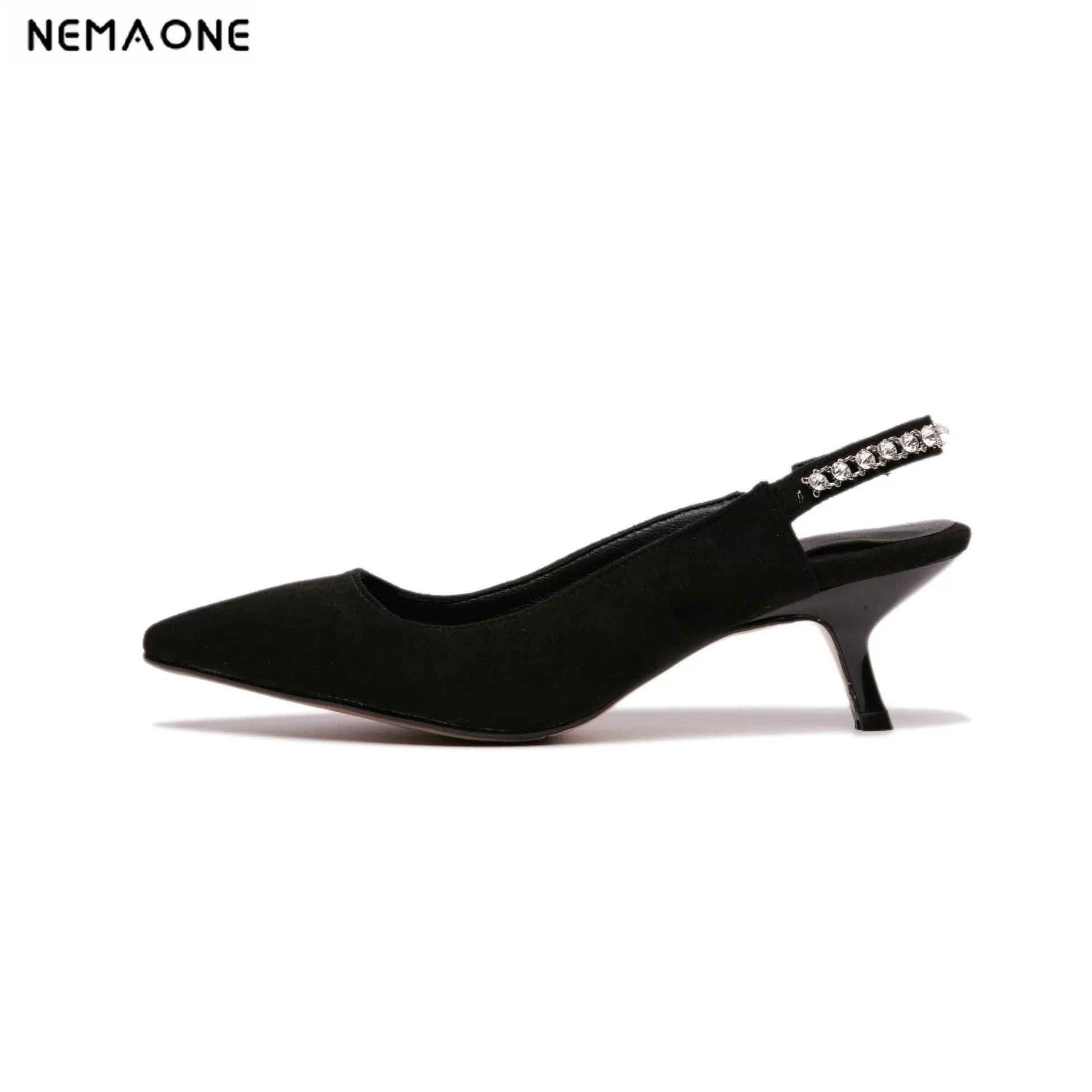 

NEMAONE 2019 Women Pumps buckle Office Lady Thin Heel Solid Pointed Toe Princess Style Slingback Fashion Shoe woman