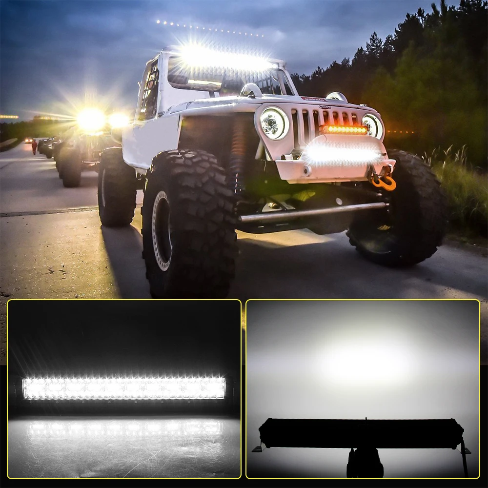 CO светильник 12D 22 дюймов Led бар Offroad 390 Вт изогнутая 3-рядная комбинированный прожектор, светодиодный светильник для бездорожья джип УАЗ внедорожник 4WD ATV 12V 24V