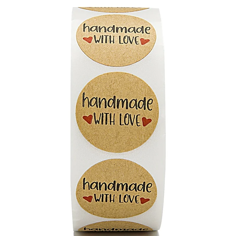 1000Pcs 1Inch Round handmade with love Stickers Label, happy planner Stickers for Scrapbooking letter stickers Home Decor