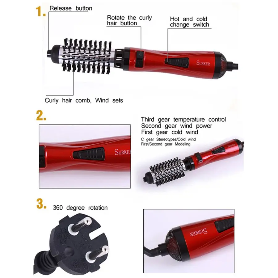 SURKER Новые Инструменты для укладки волос 2 в 1 ProfESSional Multifunctional фен завивки