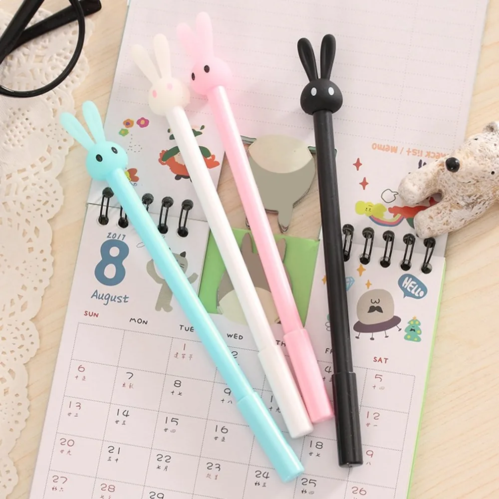 

4PCS 0.38MM Lovely Cartoon Rabbit Pen Black Ink Gel Pen Ballpoint Pen for School Writing Office Signature Stationery Supplies