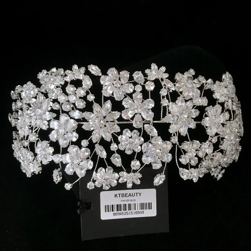 

Rhinestone Zircon Custom Made Lucury Tiara Handmade Fashion Hairband Royal Bridal Wedding Dressing Crown Accessory Women Jewelry