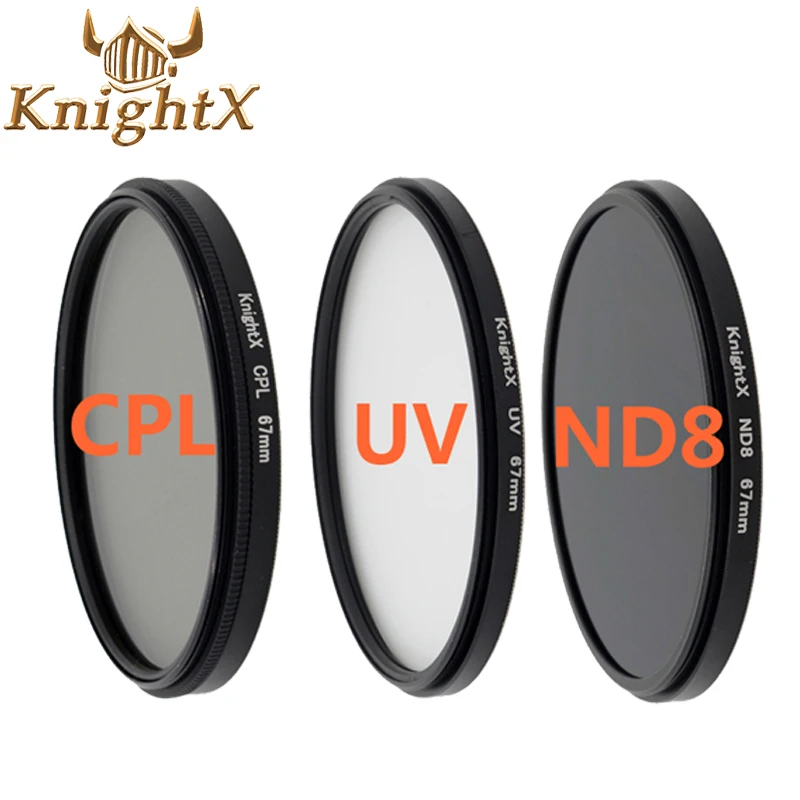 KnightX 52 мм 58 мм 67 MC UV CPL ND фильтр для Nikon canon 1200D D3100 D3200 D5200 d3300 100d d7100 D5100dslr аксессуары для камеры - Цвет: 3 Filter Set  G