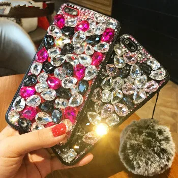 Модные Роскошные Diamond чехол для iPhone X 6 s плюс 7 8 Блестящий Кристалл Мягкий ТПУ