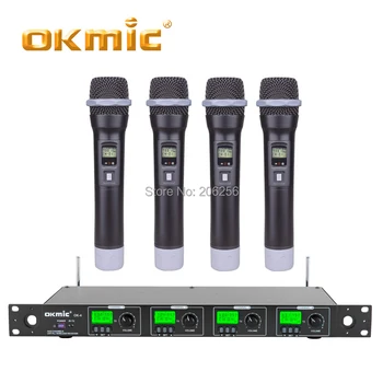 

OKMIC OK-4 OK-5500 professional UHF four channels wireless system Handheld Microphone 4 channels multichannel UHF PLL metal