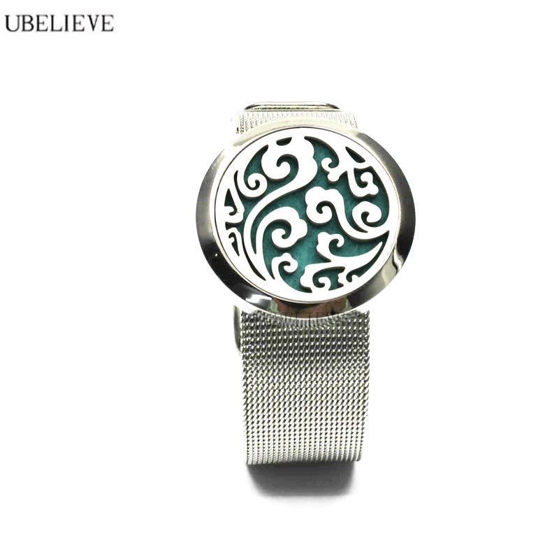 

Hot Sale New 316L Stainless Steel Metal Mesh Aroma Diffuser Locket Bracelet Hollow Perfume Locket Bracelet With Pads