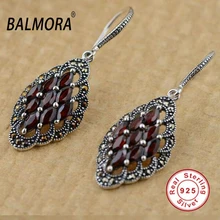 100% real pura plata esterlina 925 jacinto de joyería elegante pendientes de gota para las mujeres retro del partido de la joyería Regalos de Navidad SLS30184