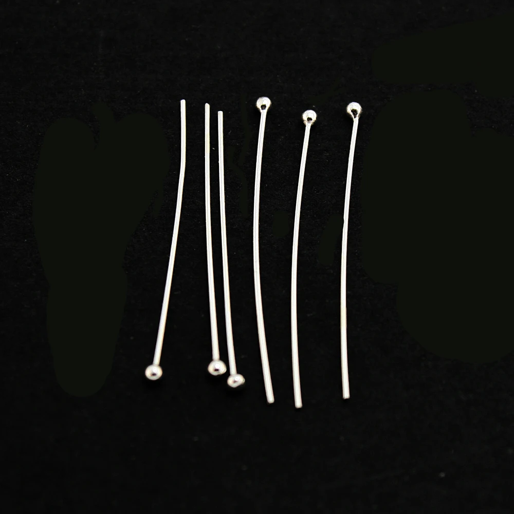 Genuine 30pcs/lot 925 Sterling Silver Tone Ball Head Pins&Needles