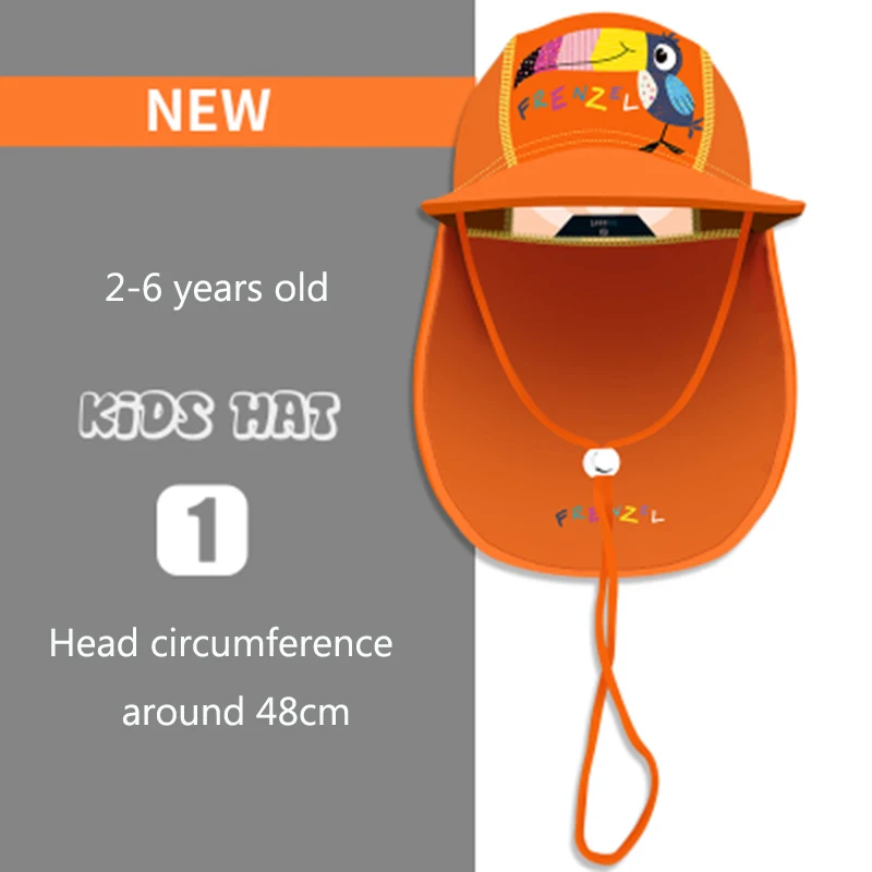 Детская летняя пляжная кепка с УФ-защитой, От 2 до 12 лет, детская шапка для мальчиков и девочек, детские кепки от солнца, шапочка для плавания, дышащая, защита шеи, для улицы - Цвет: Great hornbill S