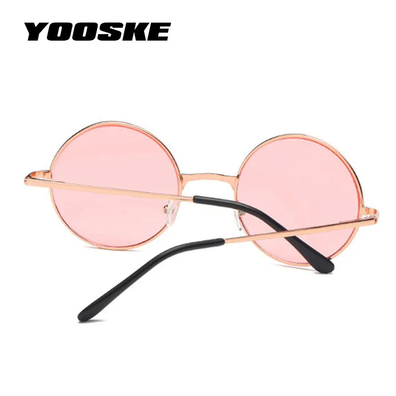 YOOSKE, винтажные круглые солнцезащитные очки, женские, океанские, цветные линзы, зеркальные солнцезащитные очки, женские, брендовые, розовое золото, металлическая оправа, круглые очки, UV400