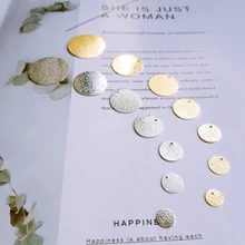 14k медные Висячие Позолоченные плоские блестящие песочные текстуры матовые вафельные однослойные Многослойные серьги кулон DIY аксессуары для ушей