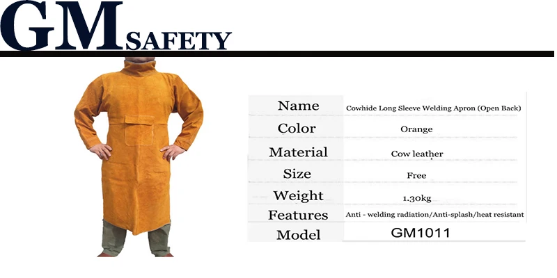 Безопасность сварочный комплект одежды с длинным рукавом из коровьей кожи Фартук защитный паяльник комбинезон для мужчин и сварщиков GM1011