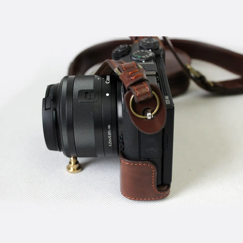 Цифровой Камера сумка PU кожаный чехол крышка для Canon EOS M6 EOSM6 15 45 мм объектив с