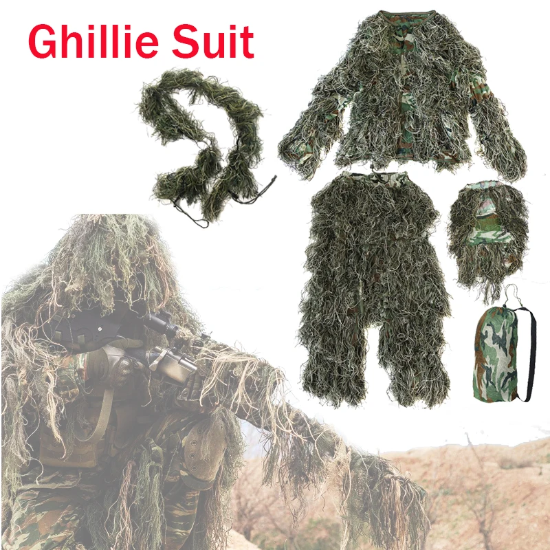 Jungle Camouflage Hunting Ghillie Suit CS Game Hide Sportswear Uniform Bird-watching Photography Secretive Hunting Clothing Jungle Camouflage Hunting Ghillie Suit CS Game Hide Sportswear Uniform Bird-watching Photography Secretive Hunting Clothing
