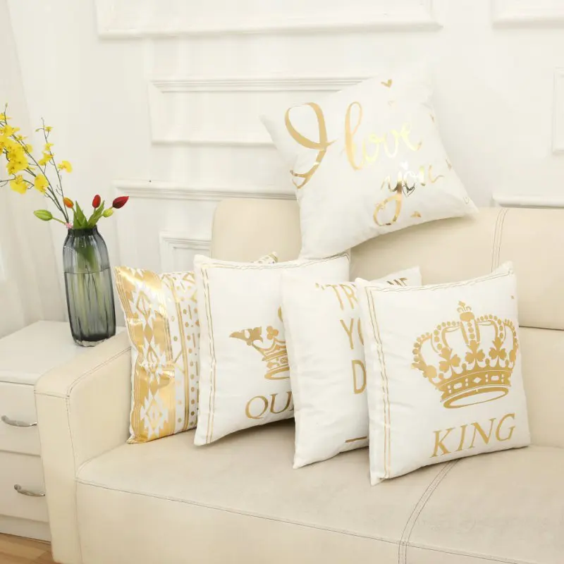 

Bronzing Cushion Printed Sleeping Pineapple Luxury Tropical Linen Polyester Home Decorative Printed Pillows