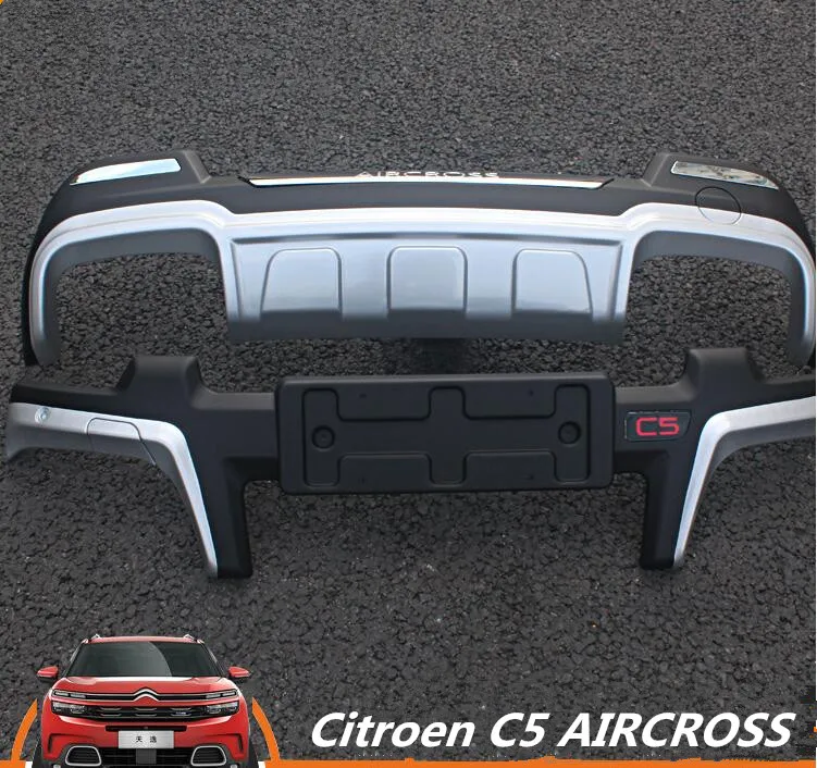 

2PCS Car ABS Front+ Rear Bumper Protector Guard Skid Plate For 17 18 Citroen C5 AIRCROSS 2017 2018 BY EMS