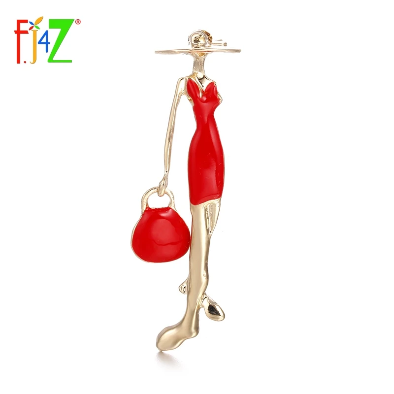 

F.J4Z HOT Unusual Design Fashion Sexy Ladies' Clothing Brooch Pin Stunning Beautiful Women 4 Color Metal Costume Brooch