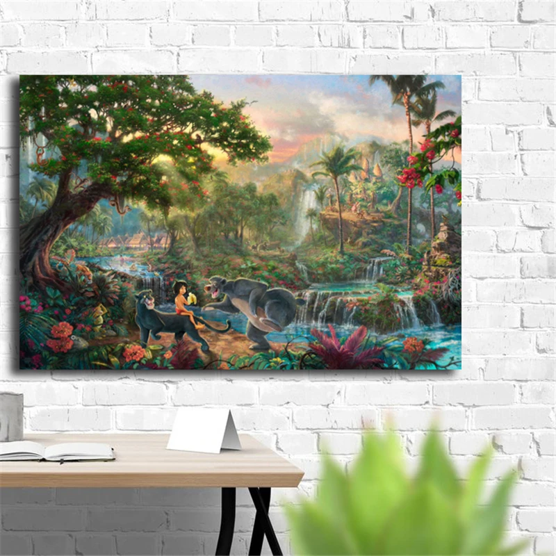 

Winnie Pooh Forest By Thomas Kinkade Canvas Posters Prints Wall Art Painting Decorative Picture Modern Home Decoration Framework