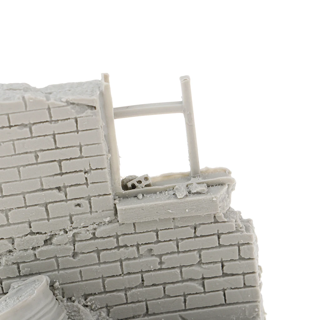 MagiDeal 1/35 Unpainted Resin Military Battlefield Ruins Wall Model for Sand Table Armor Diorama Scene Building Accessory