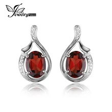JewelryPalace Oval 3.3ct Red Genuine Garnet Stud Earrings Genuine 925 Sterling Silver 2016 New Fashion Fine Jewelry For Women
