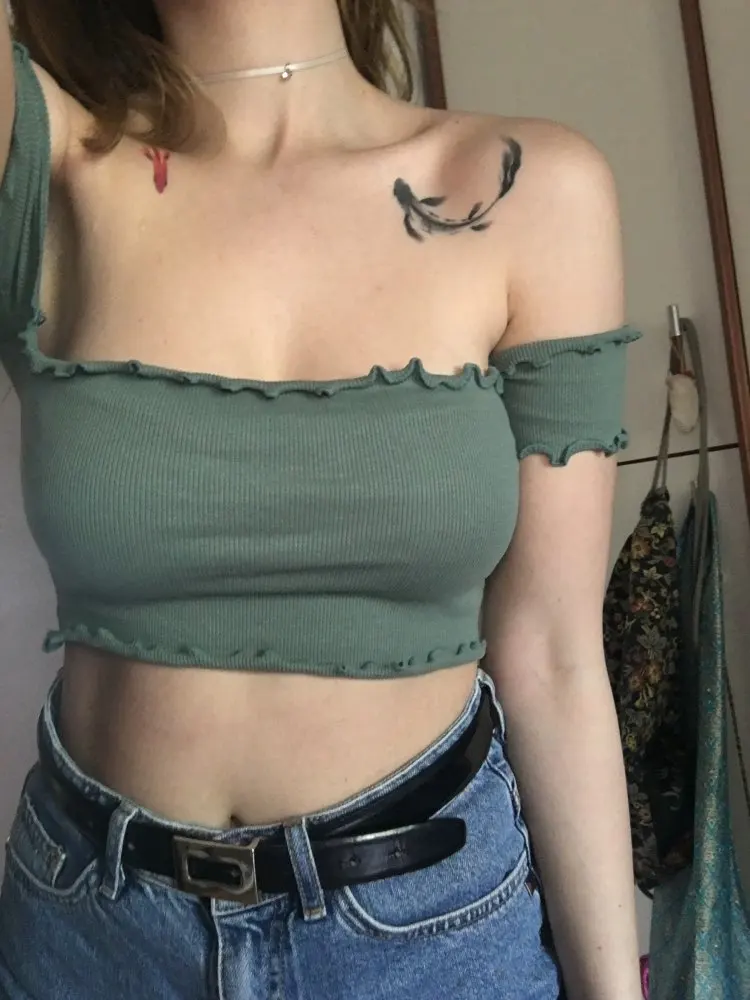 

Fashion Women Off Shoulder Cropped Tops Summer T Shirt Slim Casual Shirts T-shirt Ladies Cotton Tees