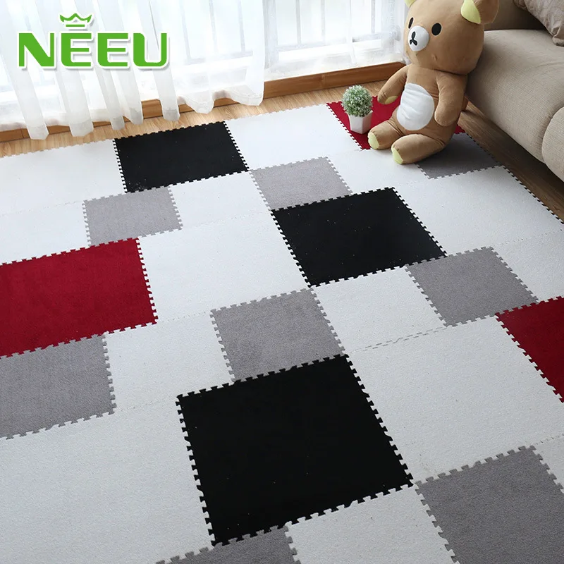 

NEEU Baby EVA Foam Play Puzzle Mat Interlocking Exercise Tiles Floor Suede Soft Carpet Rug for Kid 45x45x0.8cm without Edge