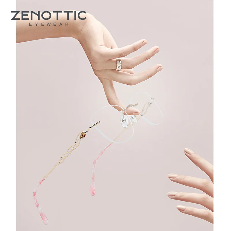 ZENOTTIC титановый рецепт очки для женщин близорукости ультра легкие без оправы