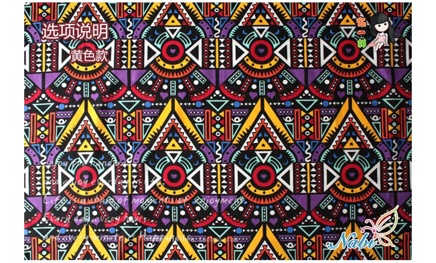Хлопчатобумажная ткань Лоскутная Ткань счетчиком ткань для вышивки для мебели таинственный Племенной Винтаж 50x145 см