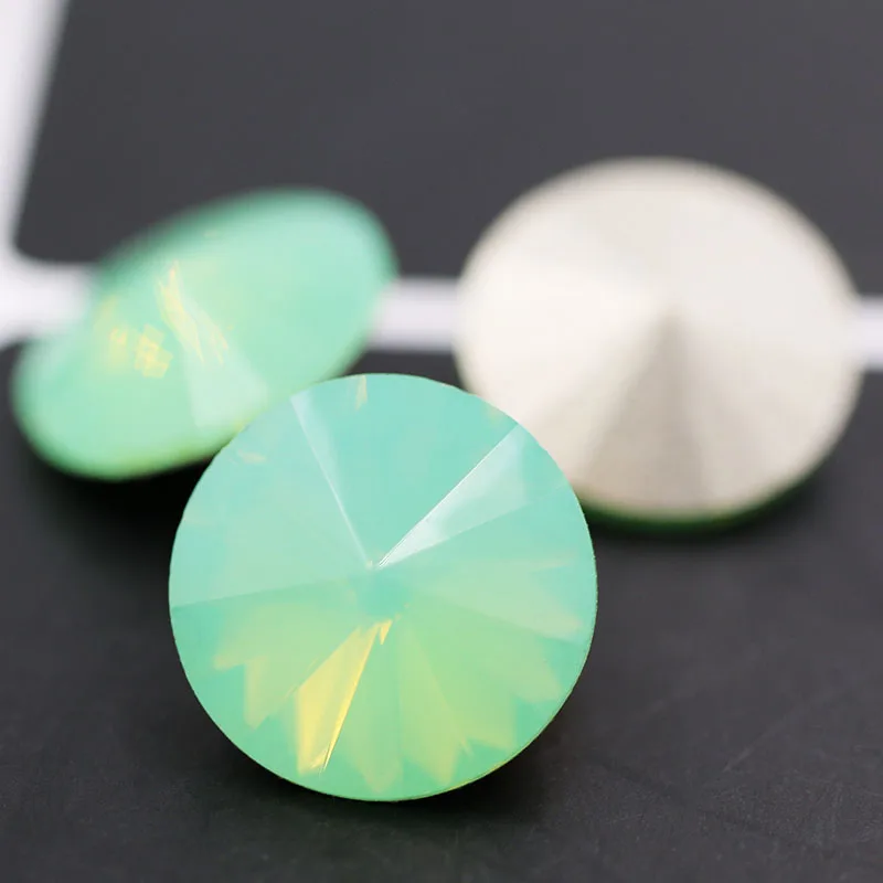 

Green opal strass crystal k9 glass round shape glue rhinestones for clothing wedding decoration nail art Accessories