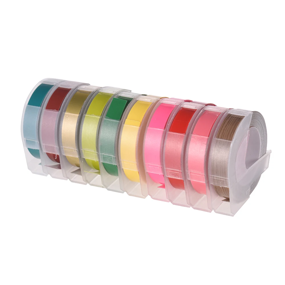 

3D Plastic Embossing Label Tape Refill for DYMO 12965 1610 Label Maker with 3/8 Inch * 9.8 feet, 10 Roll (Random Color Delivery)