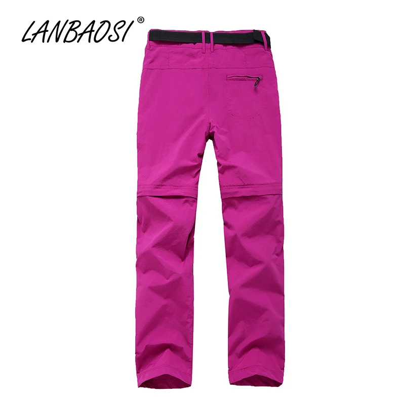 LANBAOSI pantalones de senderismo convertibles para mujer Pantalones de pierna con cremallera protección solar Qucik seco Anti-UV Trekking Pantalones deportivos al aire libre
