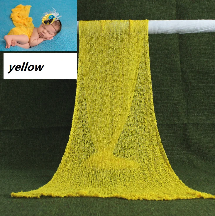 Новорожденный реквизит для фотосессии одеяло хлопковое обертывание растягивающееся детское одеяло пеленание новорожденный фотосессия - Цвет: Yellow