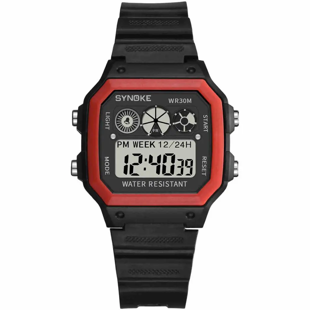 PANARS Новые многофункциональные модные мужские часы электронный цифровой дисплей Ретро стиль противоударные классические часы спортивные студенческие часы - Цвет: red