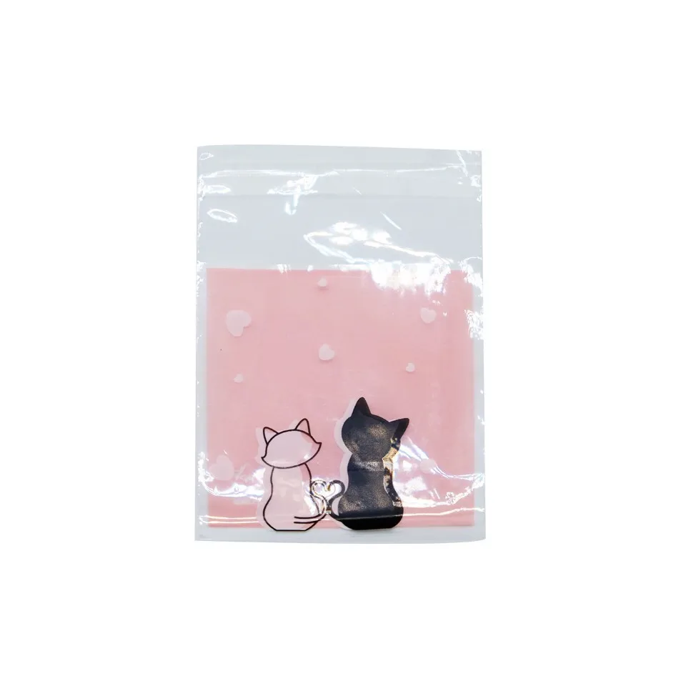 50/100 шт. милые конфеты и куки термосклеиваемый пакет из Пластик сумка печенье закуски выпечка сумка для дня рождения Свадебная вечеринка Baby Shower упаковка - Цвет: Pink Cat