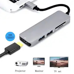 USB C концентратор USB 3,0 type C к HDMI концентратор USB-C док-станция для ноутбука type C адаптер конвертер для MacBook Windows SD TF кард-ридер