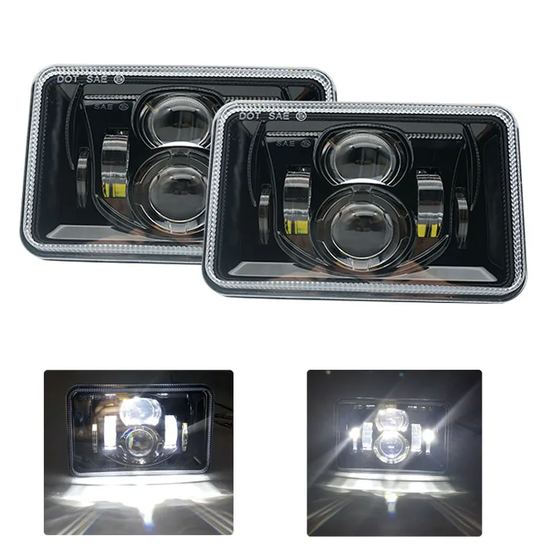 

2PCS Black/Chrome 4x6 led headlight Rectangular 4x6 inch Sealed Beam lamps for For Peterbil Kenworth Freightinger Headlamp