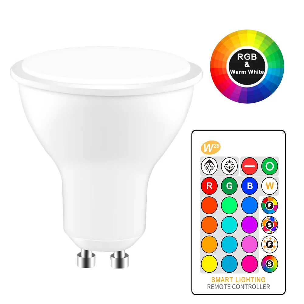 Светодиодсветильник RGB лампа GU10 110 220 В 16 цветов с пультом ДУ|Светодиодные лампы и