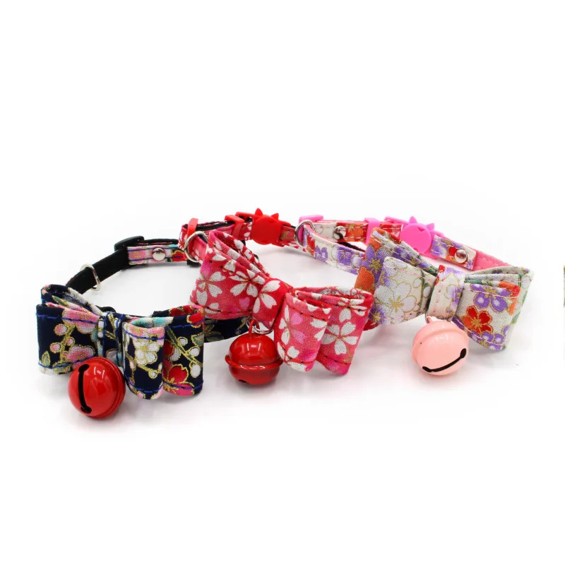 Bowtie Japanese Kimono Style Cat Collar Soft Comfortable Durable High