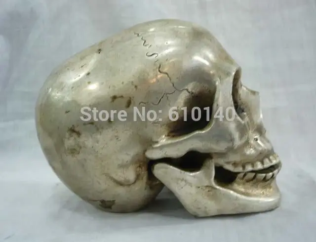

Wonderful tibet silver big skull death's head netsuke sculpture