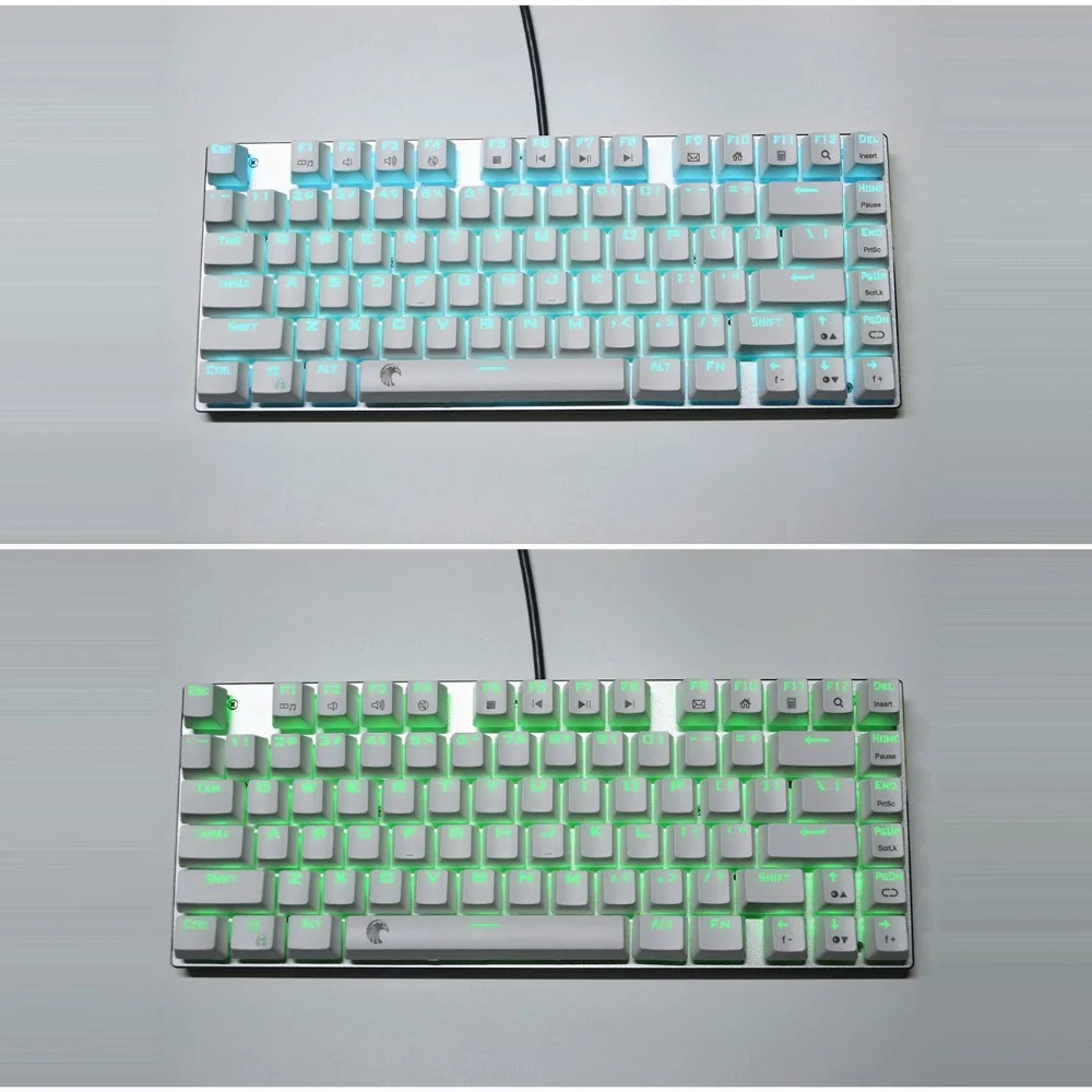 Z-88 TKL механическая клавиатура RGB светодиодный с подсветкой синие переключатели маленькая компактная алюминиевая игровая клавиатура со съемным кабелем, белая