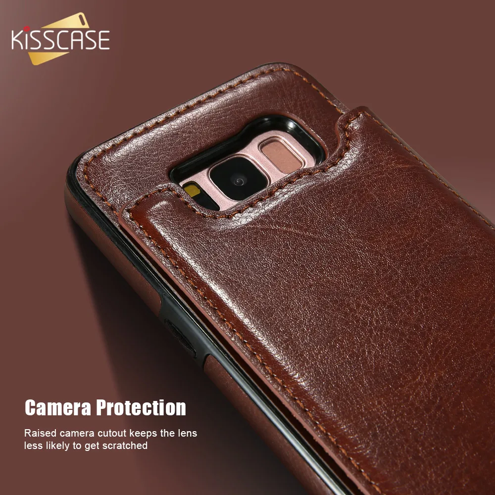 Kisscase Case Ретро Флип кожаный чехол для Samsung Galaxy S8 S9 Plus Слот для карты держатель Телефонные Чехлы для Samsung S7 S7 Edge Note 8