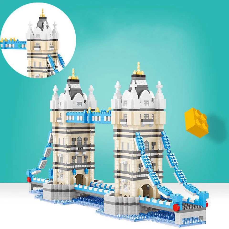 DIY архитектура Лондон Двойные мосты строительные блоки микроконструктор Обучающие пазлы для детей Модель Кирпичи Игрушки
