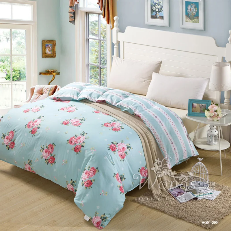 Sky Blue Flower New Contracted 100 Cotton Bedding Sets