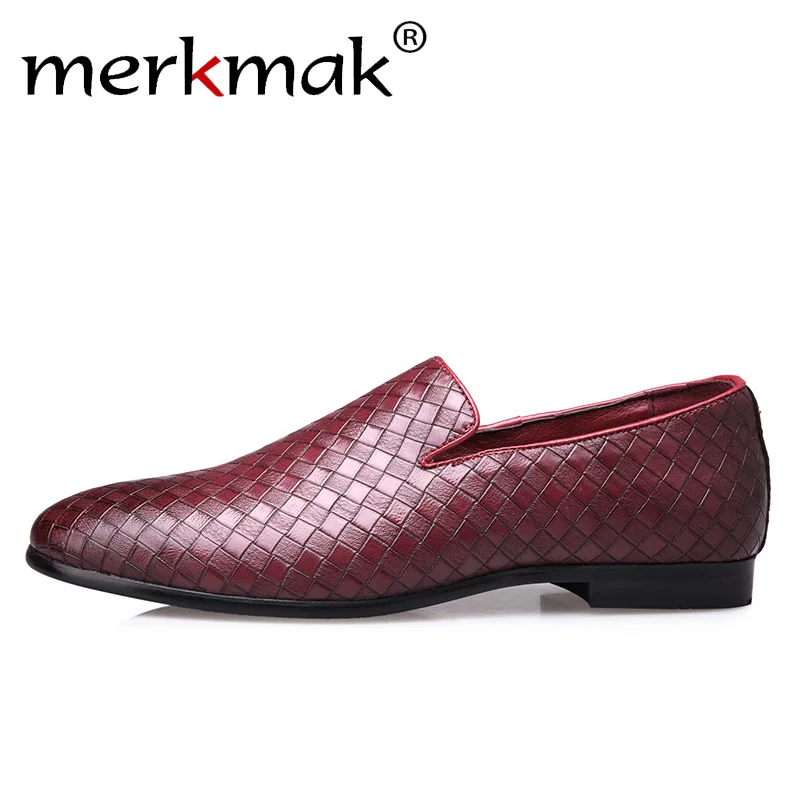 Merkmak Spring Weave Men Loafers Leather Shoes Mens Luxury Brand Casual Slip On Soft Men's Dress Shoes Big Size 37-47 Drop Ship Merkmak Spring Weave Men Loafers Leather Shoes Mens Luxury Brand Casual Slip On Soft Men's Dress Shoes Big Size 37-47 Drop Ship