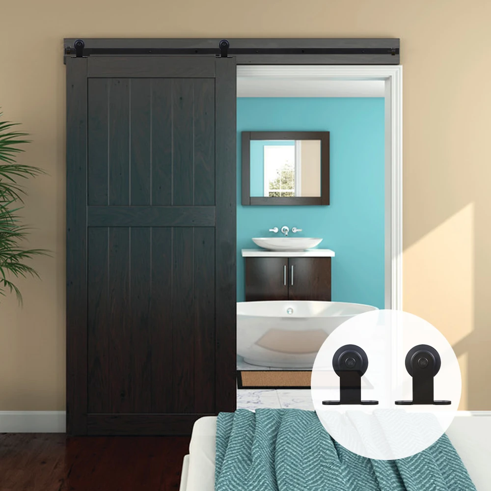 LWZH Sliding Barn Door Hardware Interior font b Closet b font Track Carbon Steel Rollers Set