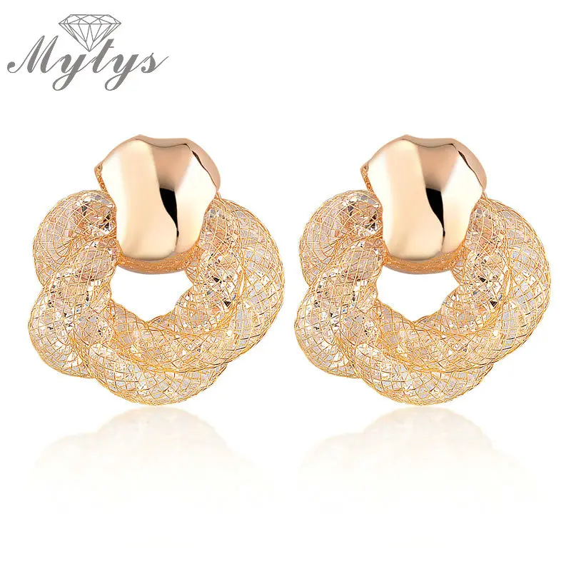 

Mytys Round Mesh Earring Zircon Trendy women Jewelry drop earrings E727