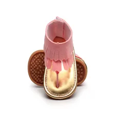 Новое поступление; 5 размеров; Летняя обувь с твердой подошвой в Т-образном стиле из искусственной замши; Двойные Мокасины с бахромой для малышей; нескользящие детские сандалии для малышей