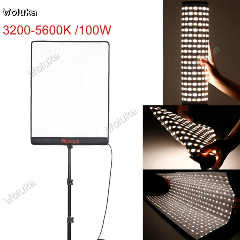 

FalconEyes RX-18TD 100W 504pcs Flexible Roll LED Video 3200K-5600K Light Rollable Cloth Lamp&LCD Touch Screen Control CD05 T03 H